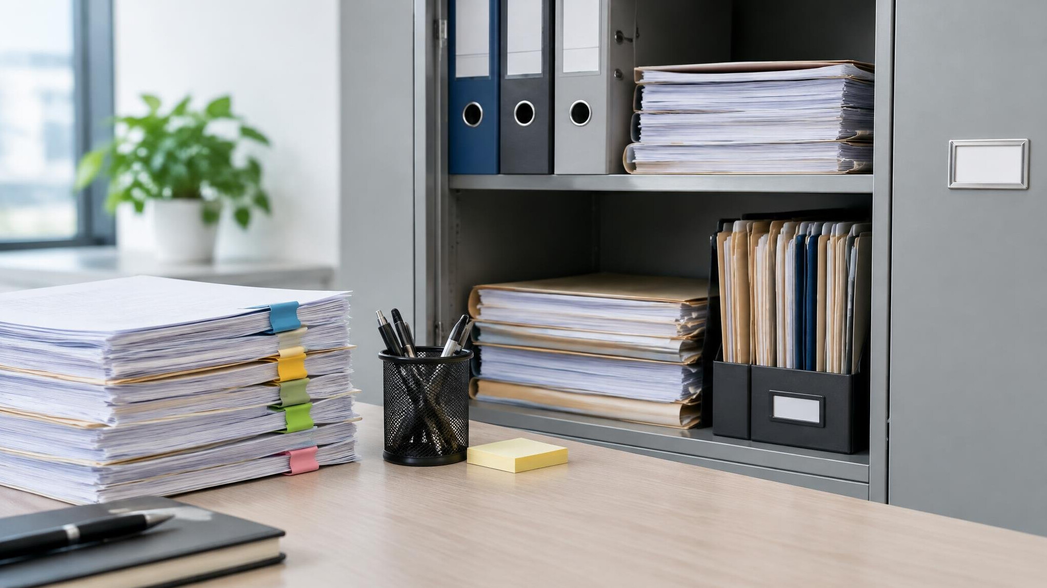 office documents stacked