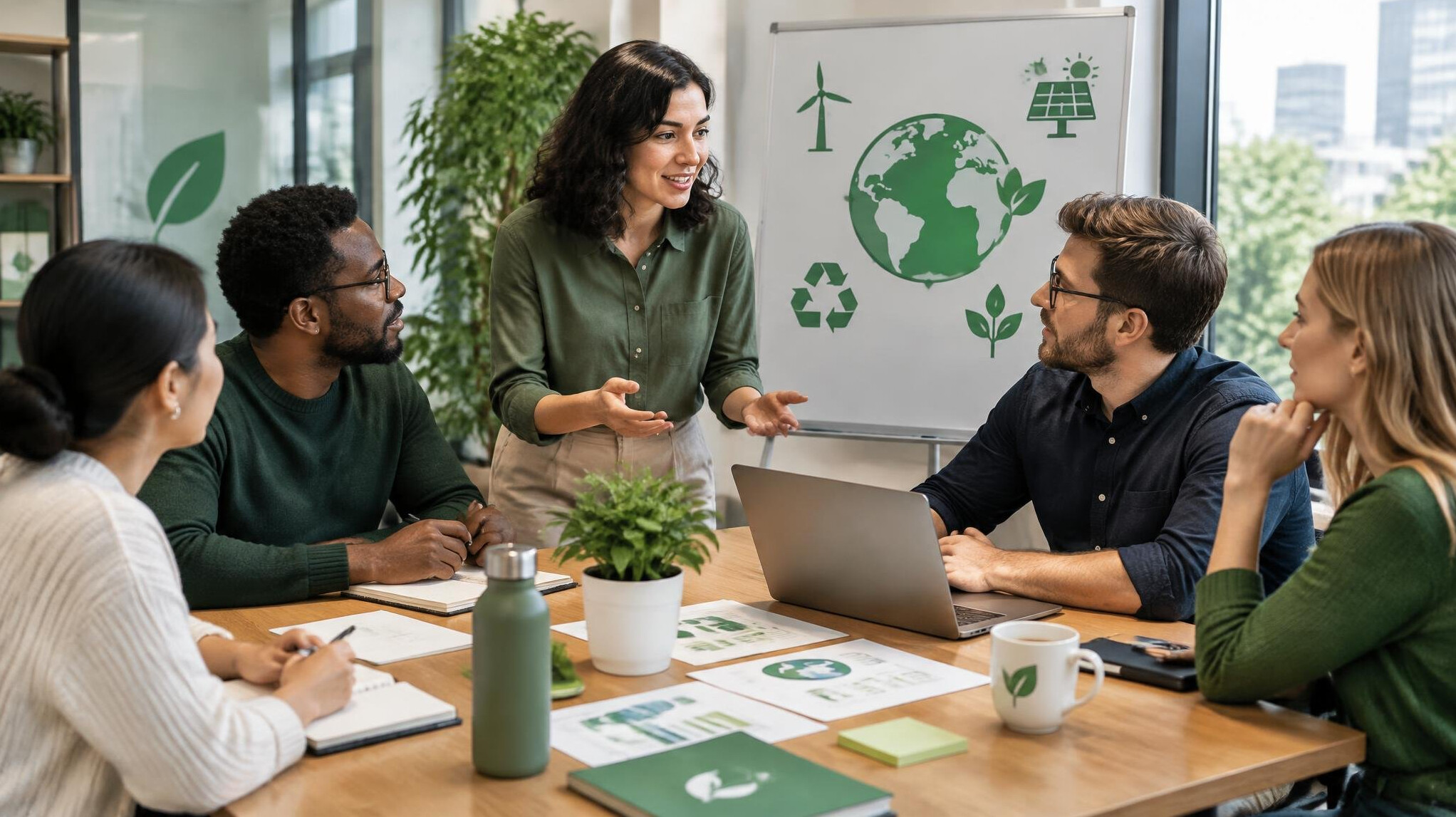 team meeting about sustainability