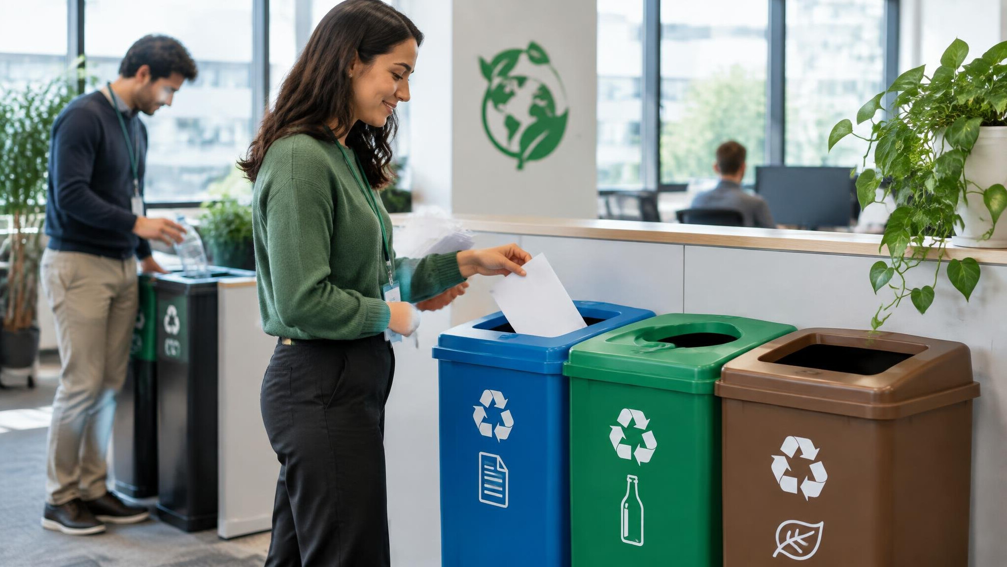 office recycling bins sorted